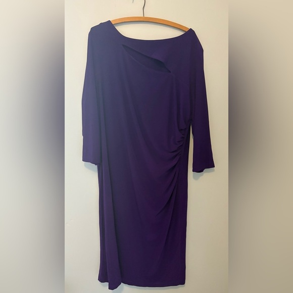 Tiana B Purple Ruched Dress | NWT | Plus Size 3X | Long Sleeve Knee Length - Picture 1 of 5